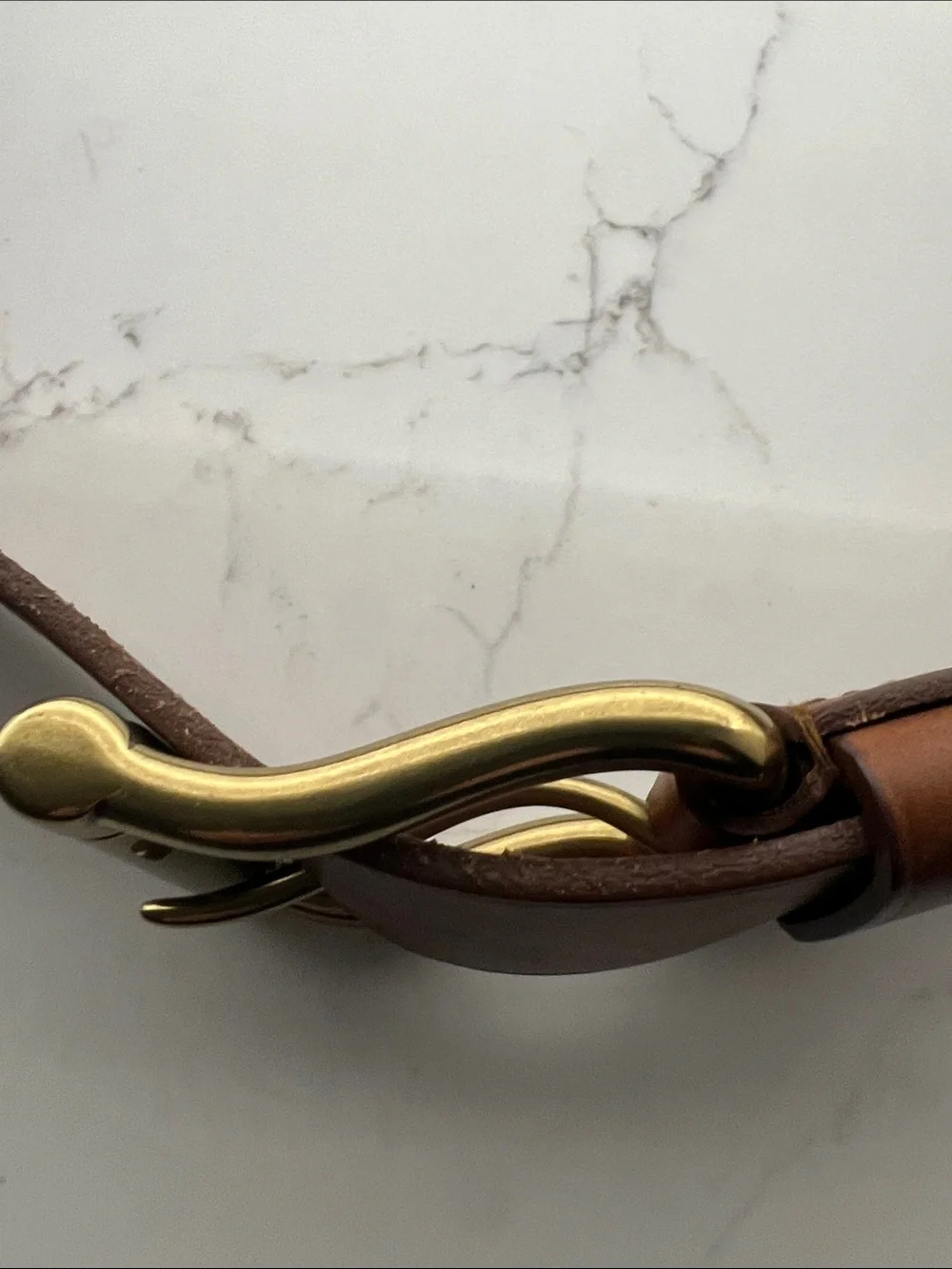 Vintage Ralph Lauren Chestnut Brown Leather Belt with Brass Buckle - Picture 3 of 6